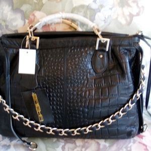 SASHA NWT Black Leather Large Handbag Shoulder bag